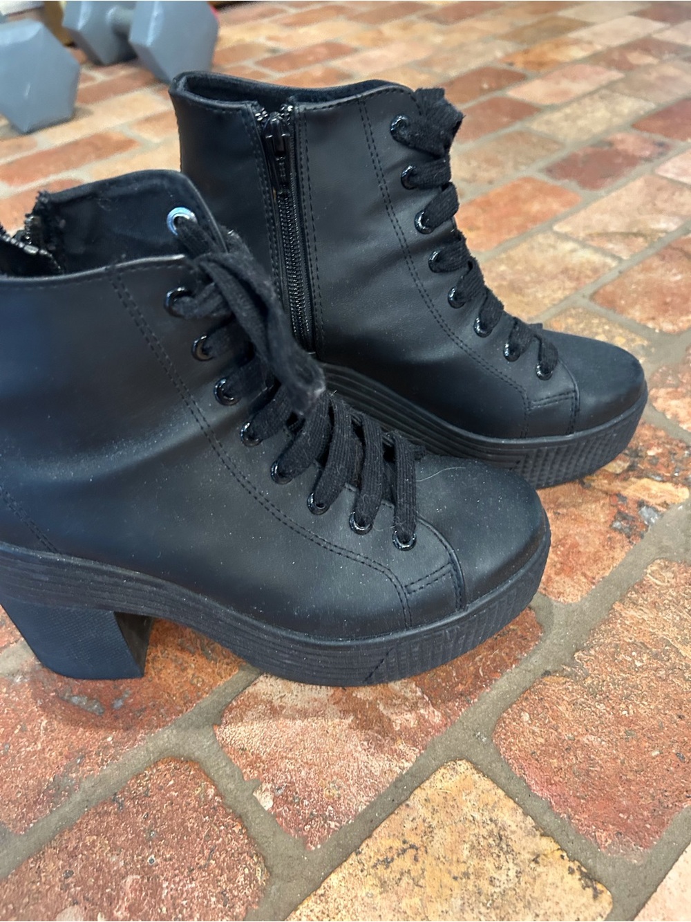 Jeffrey Campbell Black Platform Lace-Up Ankle Boots - Picture 2 of 2